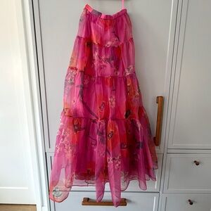 NWOT STAUD Dragon Tiered Organza Skirt in California Poppy Floral (Size 4)
